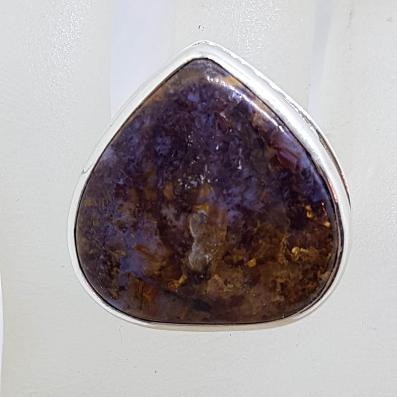 Sterling Silver Large Teardrop / Pear Shape Pietersite Ring