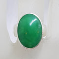 Sterling Silver Oval Variscite on Wide Band Ring