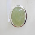 Sterling Silver Large Oval Prehnite with Rimmed Setting Ring