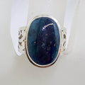 Sterling Silver Large Oval Ornate Filigree Set Apatite Ring