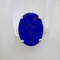Sterling Silver Large Oval Claw Set Lapis Lazuli Ring