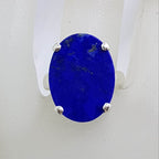 Sterling Silver Large Oval Claw Set Lapis Lazuli Ring