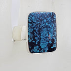 Sterling Silver Rectangular Natural Turquoise on Wide Band Ring