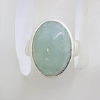 Sterling Silver Oval Bezel Set Beryl Ring