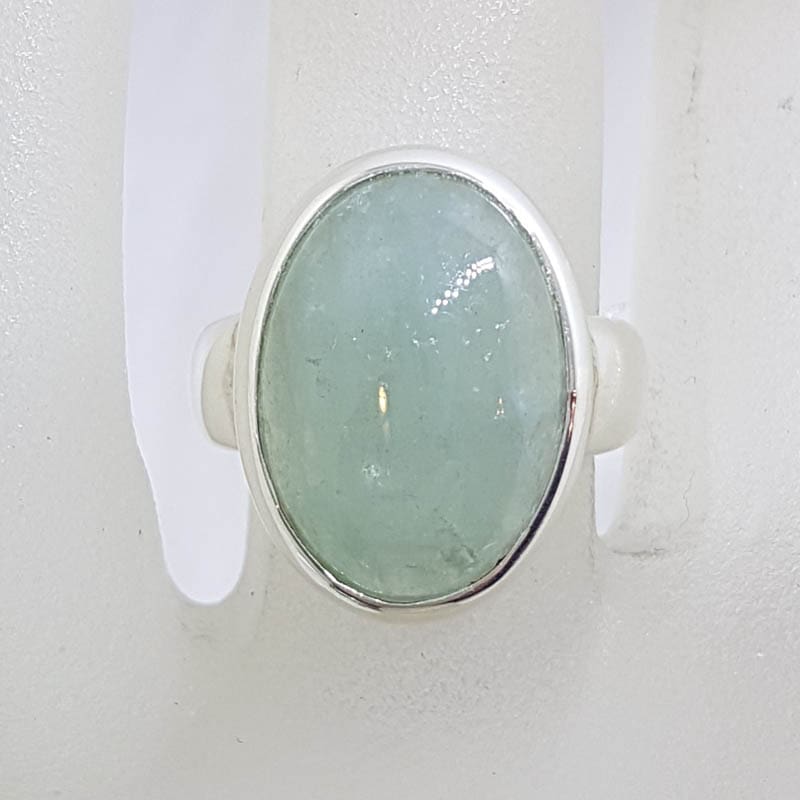 Sterling Silver Oval Bezel Set Beryl Ring
