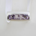 Sterling Silver Wide Square Amethysts Band Ring