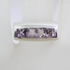 Sterling Silver Wide Square Amethysts Band Ring