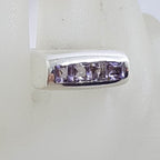 Sterling Silver Wide Square Amethysts Band Ring