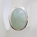 Sterling Silver Large Oval Beryl in Rimmed Setting Ring