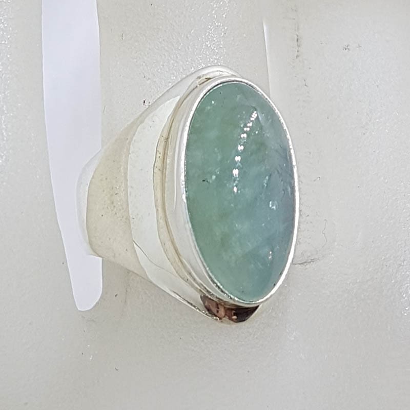 Sterling Silver Large Oval Beryl Ring