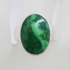 Sterling Silver Oval Variscite on Wide Band Ring