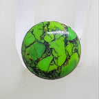 Sterling Silver Round Green Turquoise Ring