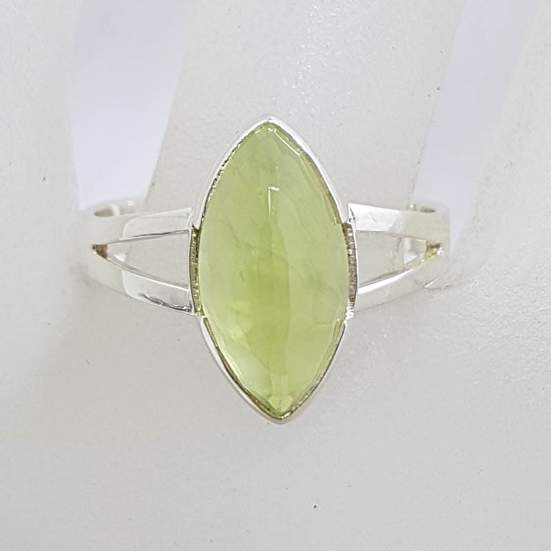 Sterling Silver Marquis Shape Faceted Prehnite Ring