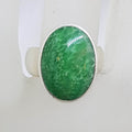 Sterling Silver Oval Green Variscite on Wide Band Ring