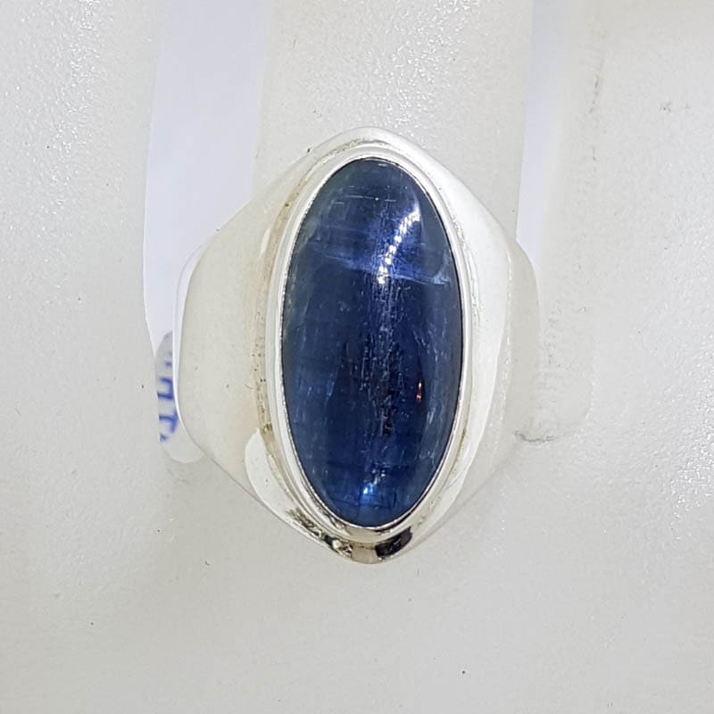 Sterling Silver Oval Cabochon Cut Apatite Wide Ring