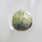 Sterling Silver Round Emerald Ring with Ornate Sides