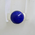 Sterling Silver Round Lapis Lazuli on Wide Band Ring