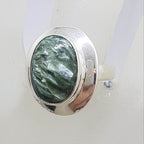 Sterling Silver Oval Seraphinite Ring with Border around Stone