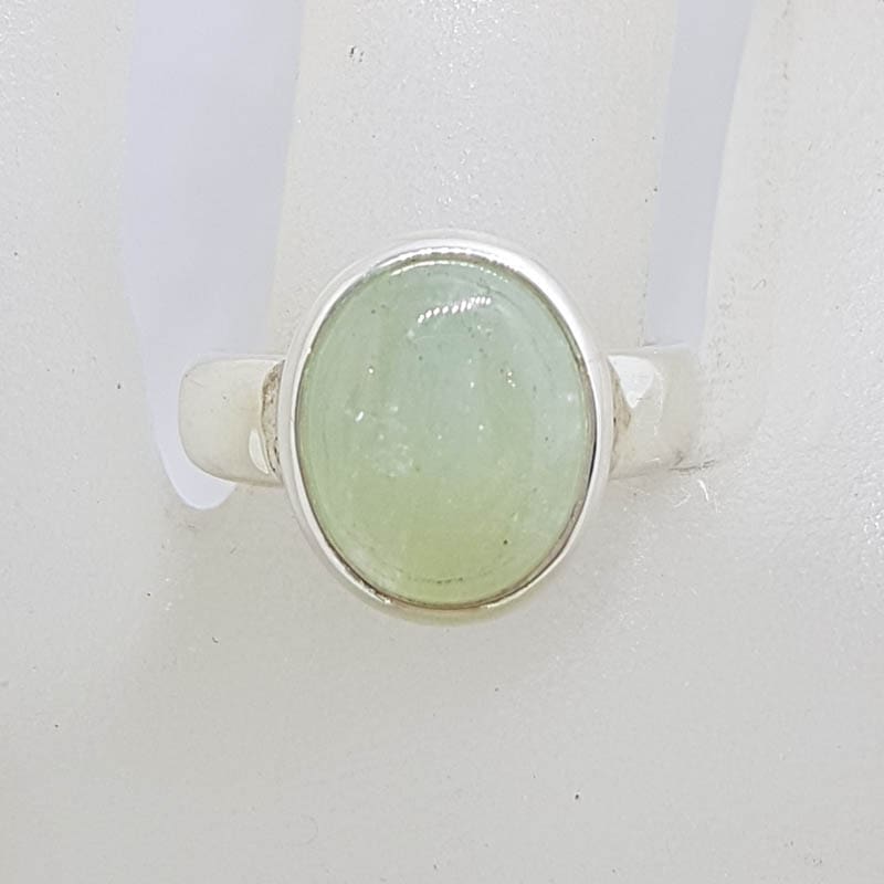 Sterling Silver Oval Beryl Bezel Set Ring