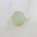 Sterling Silver Oval Beryl Bezel Set Ring