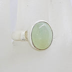 Sterling Silver Oval Beryl Bezel Set Ring