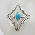 Sterling Silver Very Large Diamond Shape Natural Turquoise Ring