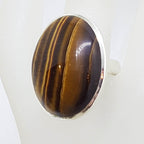 Sterling Silver Very Large Oval Tiger Eye Ring