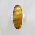Sterling Silver Large Elongated Oval Tiger Eye Ring - Wide Band