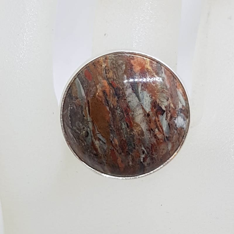 Sterling Silver Large Round Jasper Ring