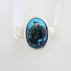 Sterling Silver Oval Natural Turquoise Ring