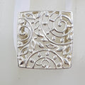 Sterling Silver Large Ornate Filigree Square Shape Ring