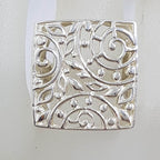 Sterling Silver Large Ornate Filigree Square Shape Ring
