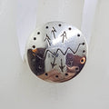 Sterling Silver Round Discus Patterned Ring