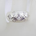 Sterling Silver Wide Band with Cubic Zirconia Ring