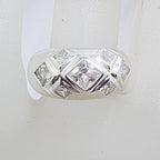 Sterling Silver Wide Band with Cubic Zirconia Ring