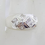 Sterling Silver Wide Band with Cubic Zirconia Ring