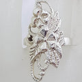 Sterling Silver Ornate and Long Floral Design Ring - Large - Vintage