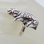 Sterling Silver Long / Large Unusual Bear Ring