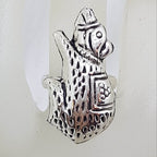 Sterling Silver Long / Large Unusual Bear Ring