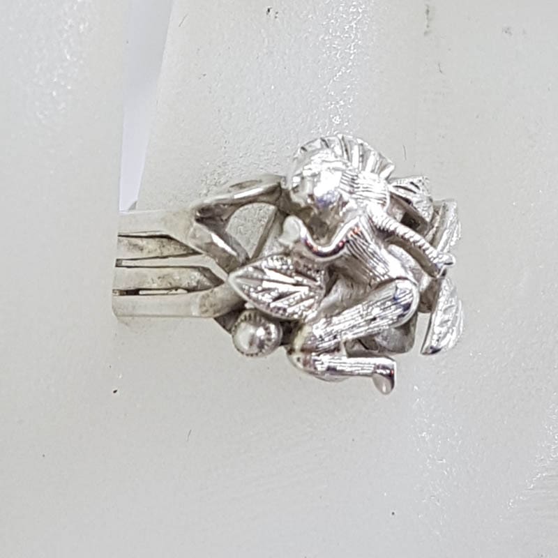 Sterling Silver Naked Lady / Woman / Female Puzzle Ring - Vintage