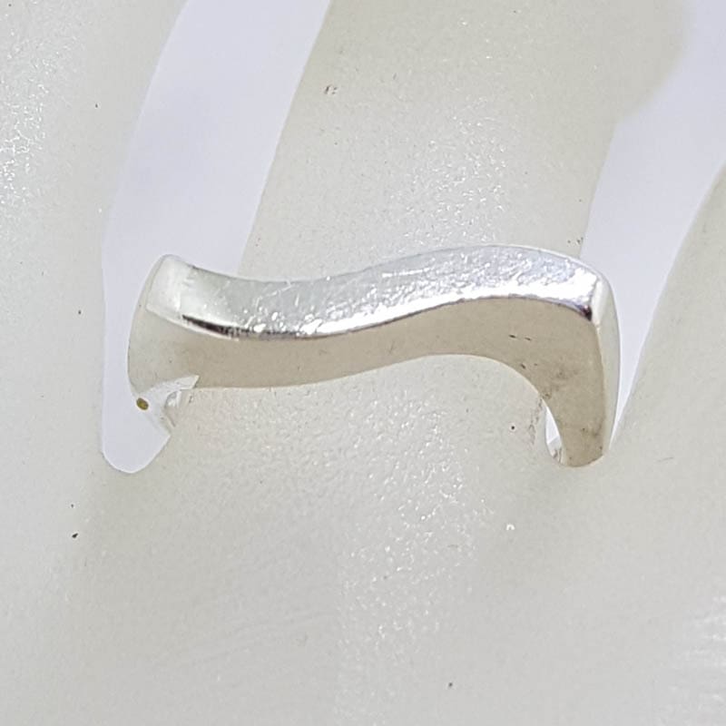 Sterling Silver Square Shaped Curved / Wave Band Ring