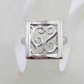 Sterling Silver Square with Ornate Filigree Pattern Ring