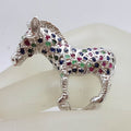 Sterling Silver Large and Unusual Ruby, Sapphire and Emerald Donkey / Horse / Zebra Ring