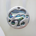 Sterling Silver Large Round Paua Shell Tree of Life Ring