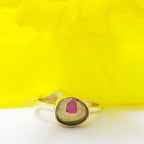9ct Yellow Gold Bezel Set Watermelon Tourmaline Ring