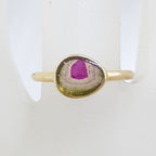 9ct Yellow Gold Bezel Set Watermelon Tourmaline Ring