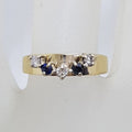 9ct Yellow Gold Sapphire and Diamond Eternity Ring - Half Round Design - Antique / Vintage