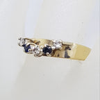9ct Yellow Gold Sapphire and Diamond Eternity Ring - Half Round Design - Antique / Vintage