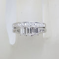 18ct White Gold Baguette and Princess Cut Diamond Trilogy Engagement Ring and Wedding Ring Set - Channel Set and Claw Set