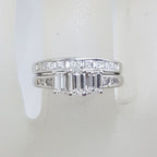 18ct White Gold Baguette and Princess Cut Diamond Trilogy Engagement Ring and Wedding Ring Set - Channel Set and Claw Set